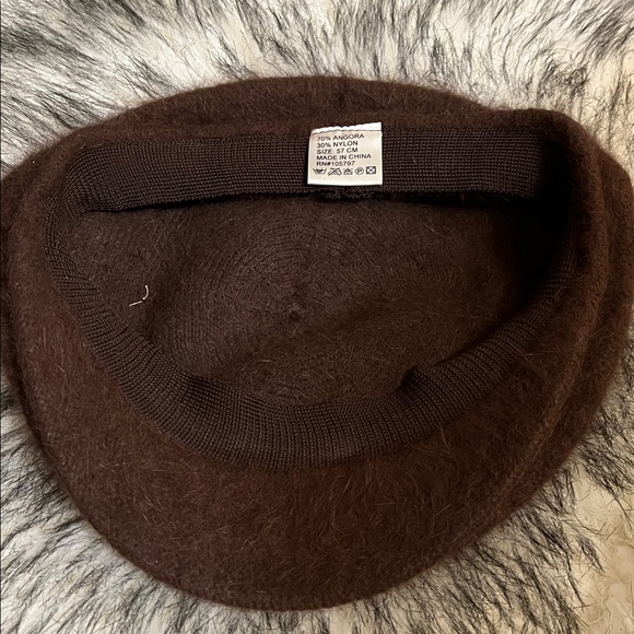 Y2K Angora Blend Butterfly Sequin Embellished Brown Hat - Picture 8 of 8